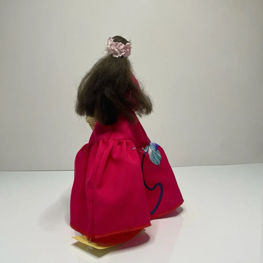 Vintage Makaleka‎ Hawaiian Doll Handmade Red Muumuu Dress Tapa Mache Face W. Tag